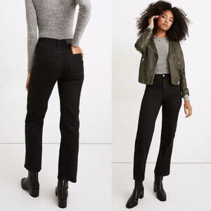 Madewell Slim Wide Leg Crop Jeans Size 24 Black Denim High Rise Lunar Wash